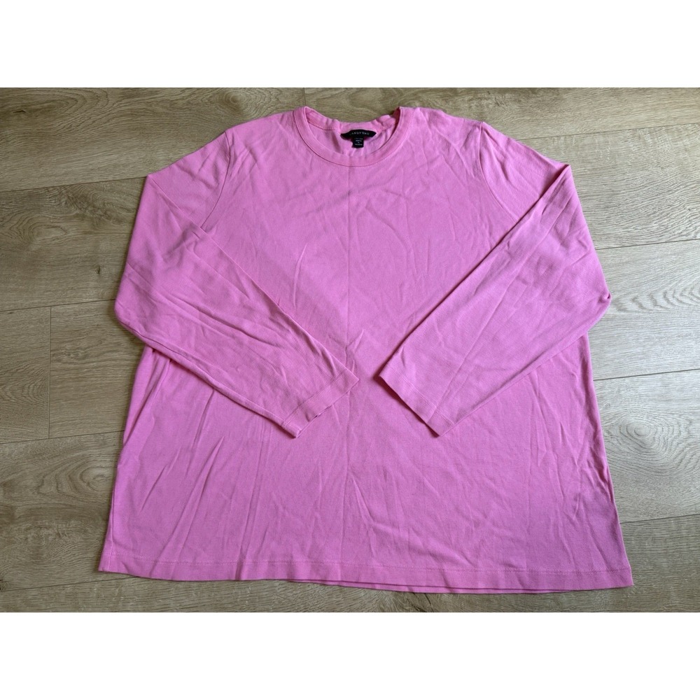 EUC Womens Lands End Long Sleeve T-shirt Pink 100% Cotton Size 24W-26W